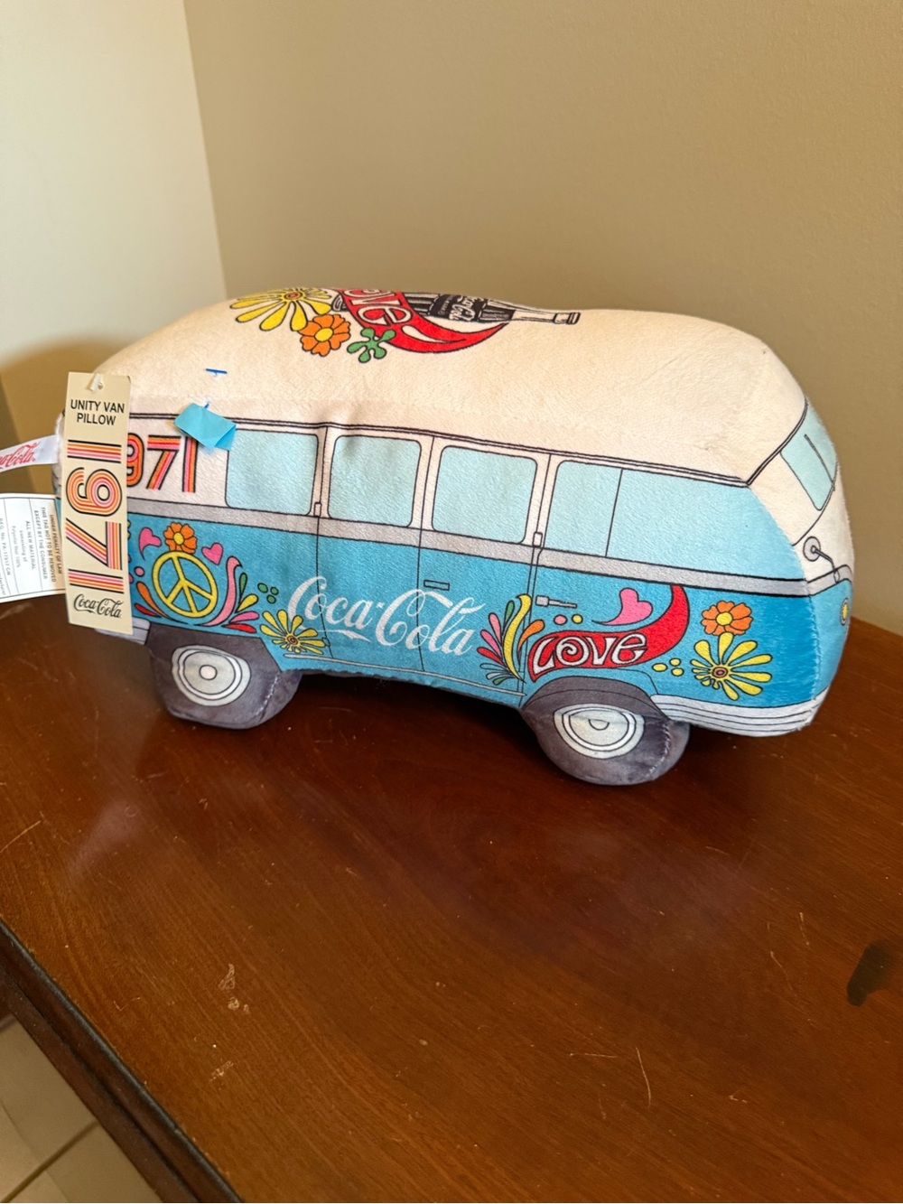Coca Cola Blue Floral Peace Van Accent Pillow